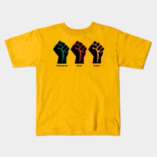 Character Over Color Raised Freedom Fists Kids T-Shirt